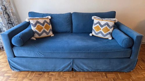 Sillón 3 Cuerpos De Pana Azul (se Vende Desarmado)