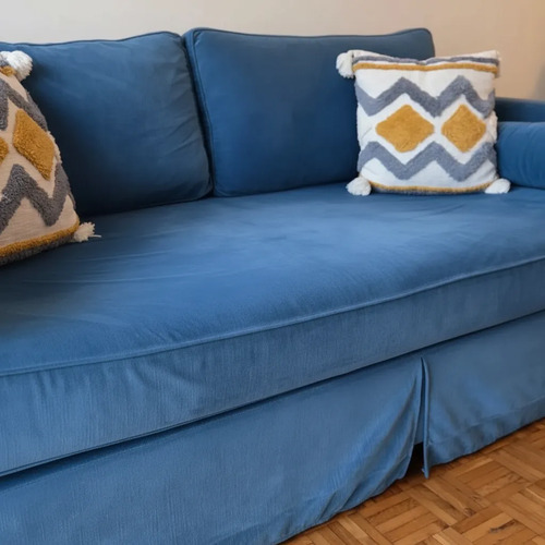 Sillón 3 Cuerpos De Pana Azul (se Vende Desarmado)