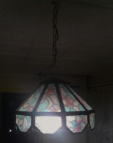 Lámpara Colgante Tiffany Vitral Estilo Vintage Negro