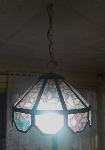 Lámpara Colgante Tiffany Vitral Estilo Vintage Negro