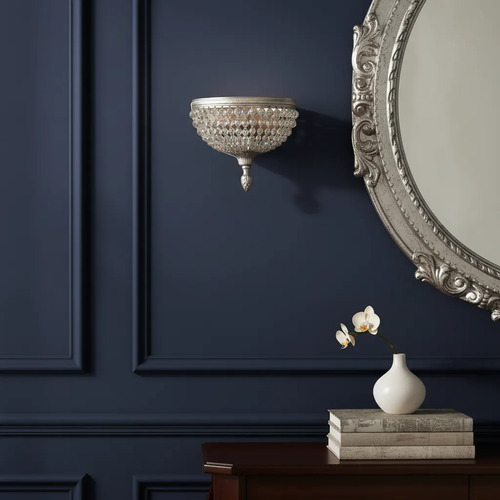 Aplique De Pared Vintage Plateado Con Caireles De Cristal Plateado