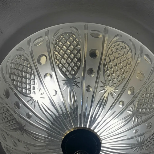 Plafón De Techo Vidrio Tallado Estilo Clásico Redondo Blanco