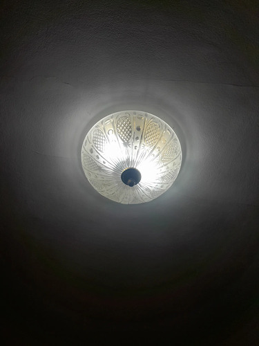 Plafón De Techo Vidrio Tallado Estilo Clásico Redondo Blanco