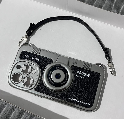 Funda Protectora De Teléfono 3d Con Diseño De Cámara Vintage Negro