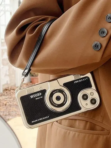 Funda Protectora De Teléfono 3d Con Diseño De Cámara Vintage Negro