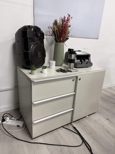 Cajonera Rodante De Oficina Melamina Blanca 3 Cajones
