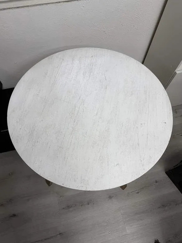 Mesa Redonda Blanca 80cm Patas De Madera Eiffel