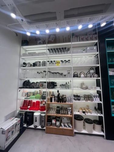 Estanteria Alta Mdf Blanco Laqueado Con Led 3,70m X Metro