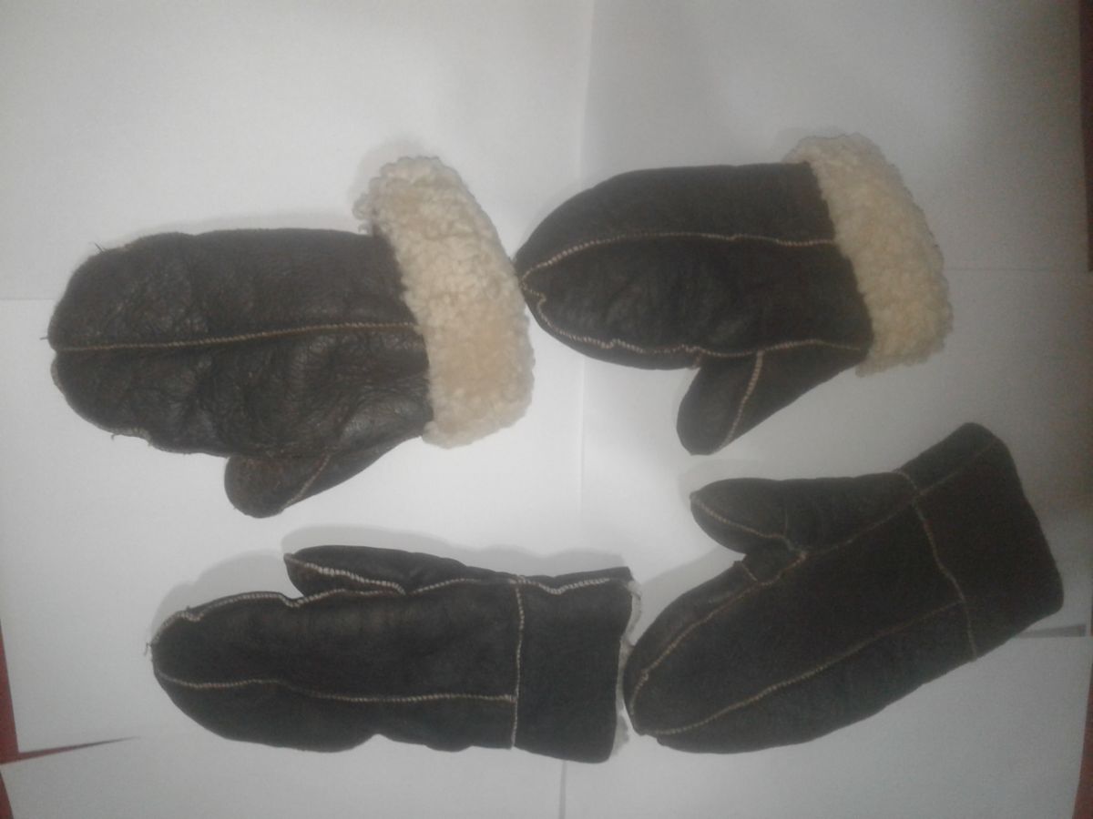 set de 4 mitones Cuerina  marrón