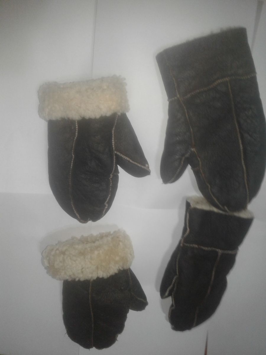 set de 4 mitones Cuerina  marrón