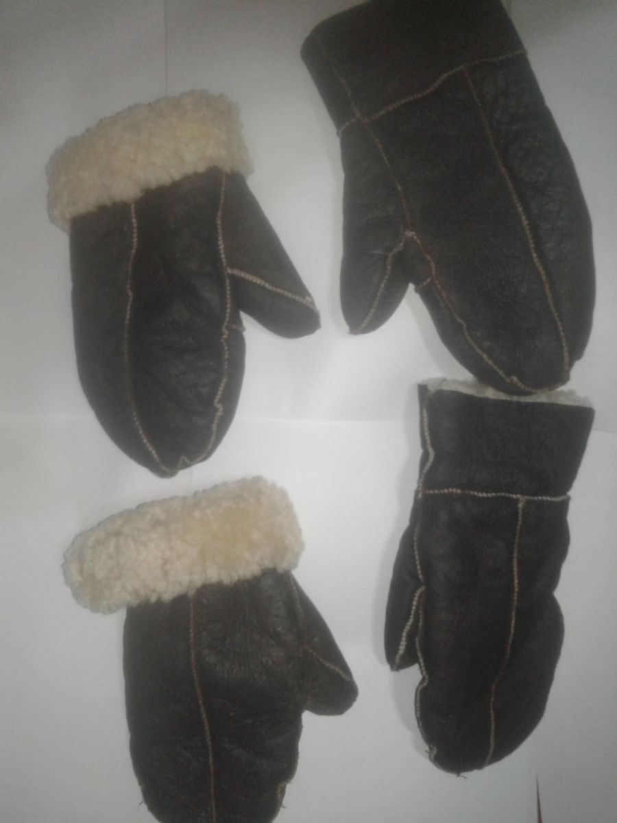 set de 4 mitones Cuerina  marrón