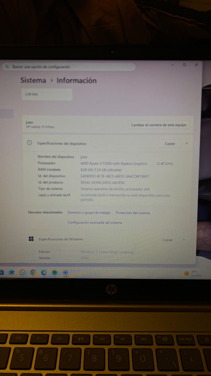 Notebook HP 15-fc0xxx