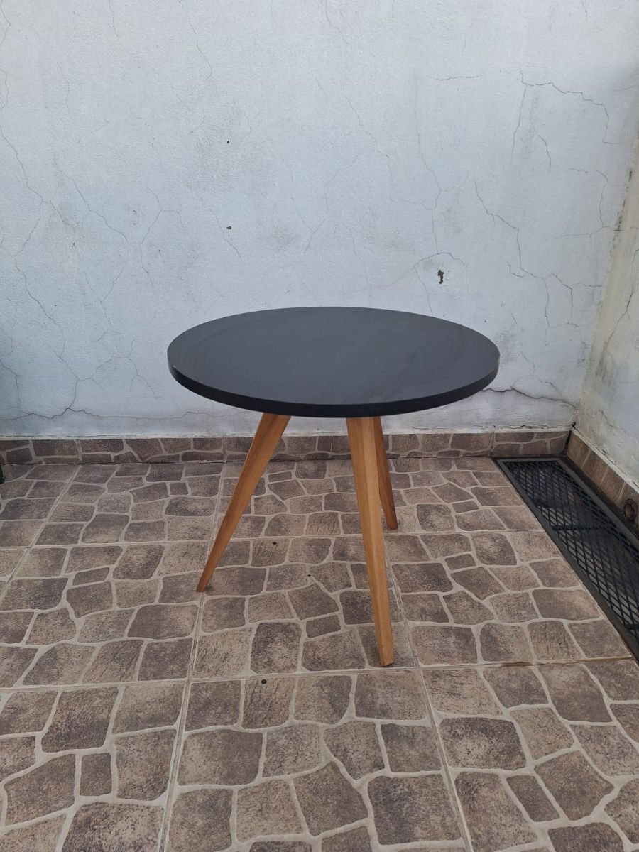 Mesa Nórdica Melamina Madera Redonda Negra