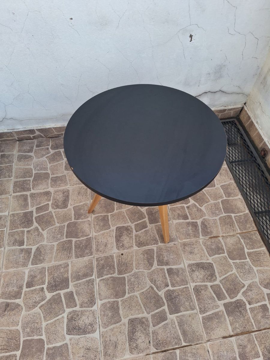 Mesa Nórdica Melamina Madera Redonda Negra