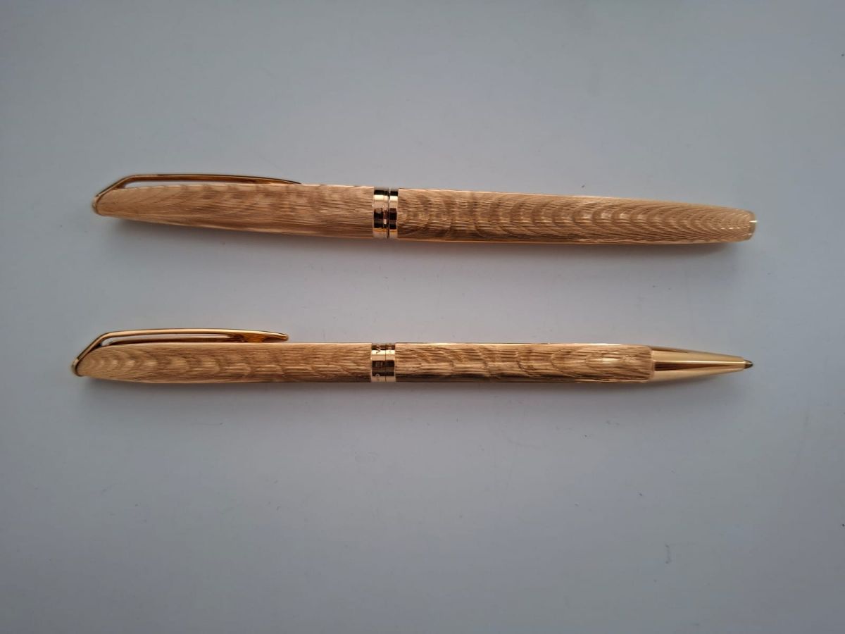 Set Waterman CF Moire Fountain Set 18K Gold