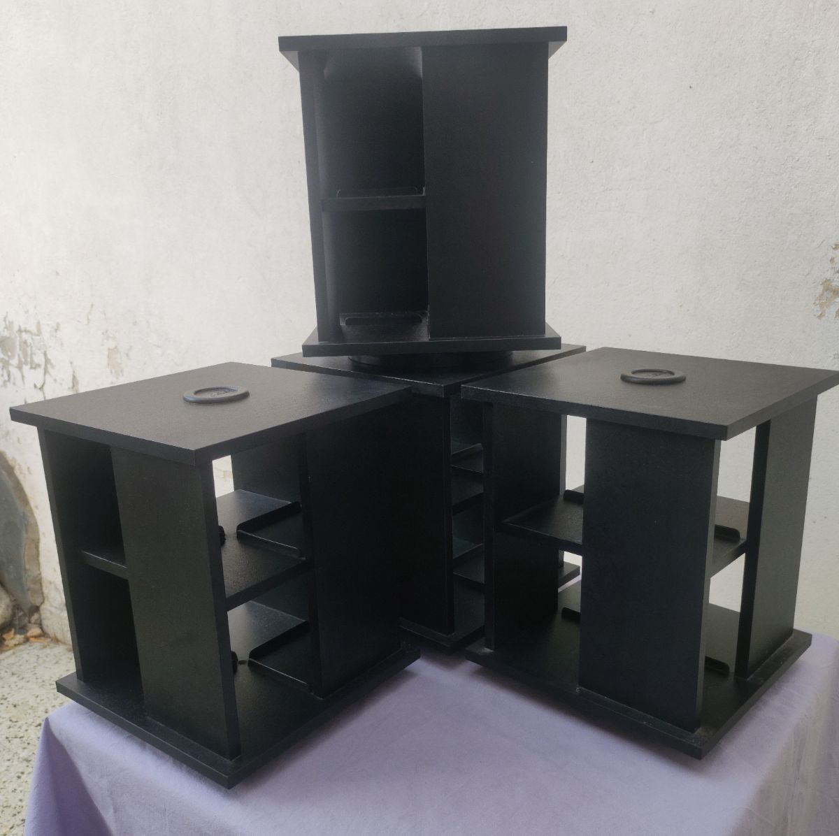 Mueble torre para 288 cds/dvds, en madera. Módulos para apilar o separados