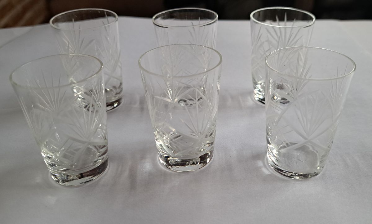 Vasos de cristal tallados a mano para licores