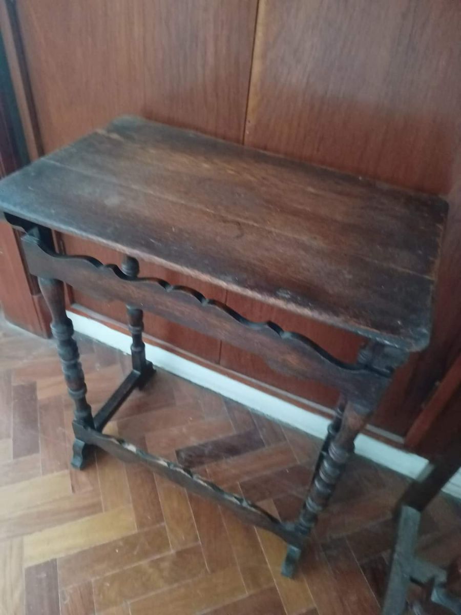 Juego Antiguo de Mesa y 2 Sillas - Madera Maciza - Ideal Restauradores
