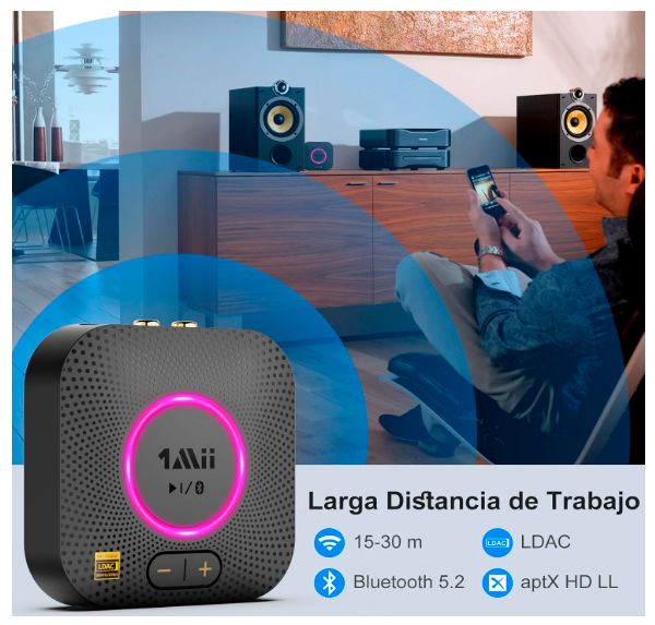 1Mii B06S+ Transmisor/Receptor L-DAC de audio inalámbrico por Bluetooth o USB