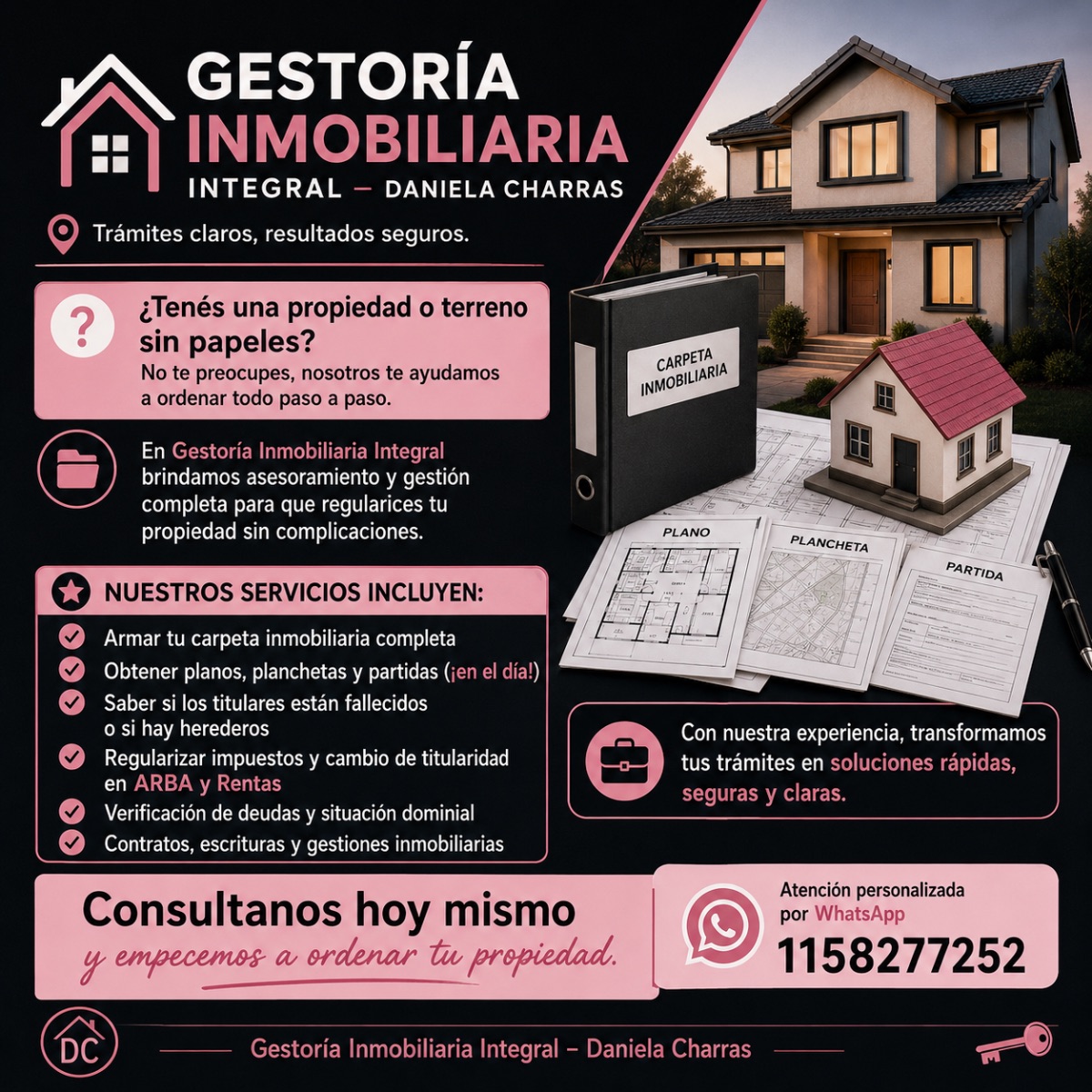 🏡 GESTORÍA INMOBILIARIA INTEGRAL – DANIELA CHARRAS  📍 Trámites claros, resultados seguros.  ¿Tenés