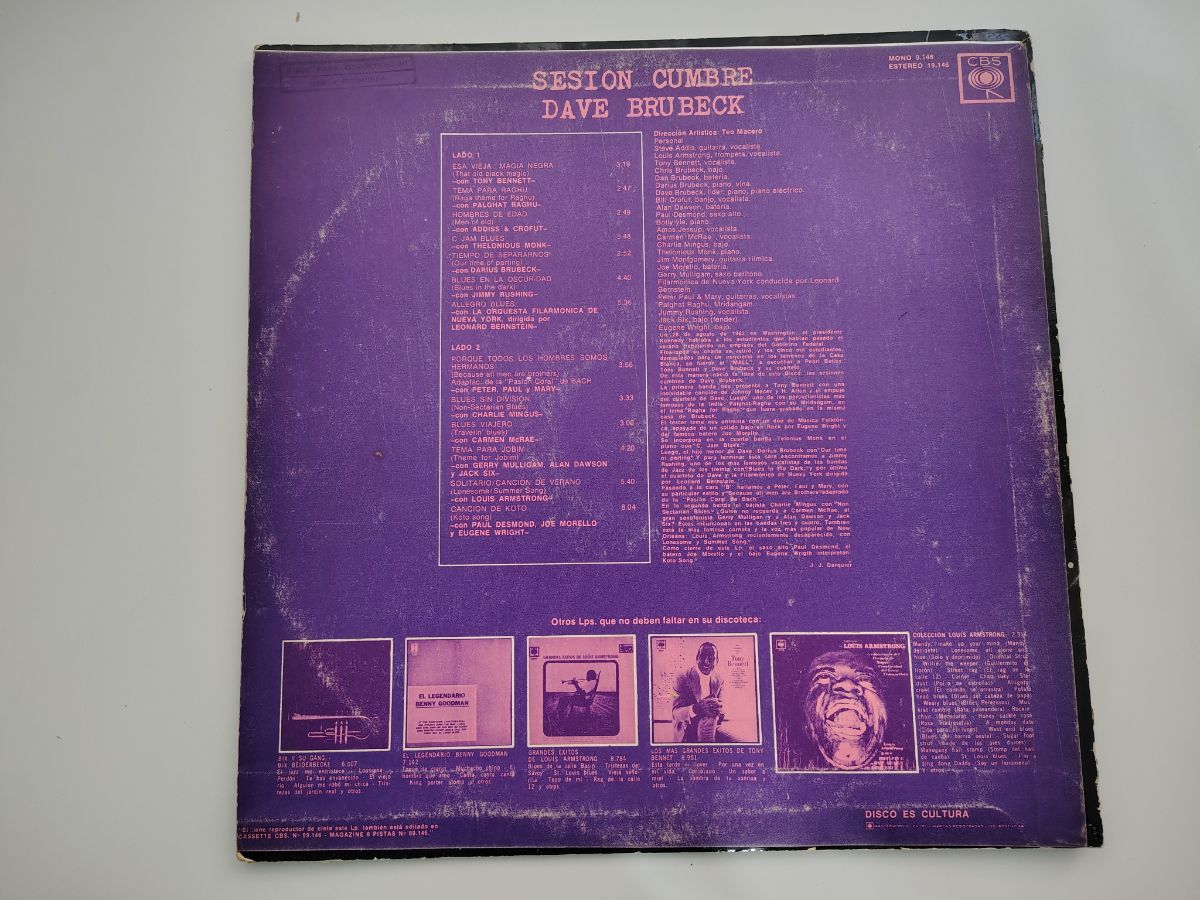 Dave Brubeck - Sesion Cumbre - Vinilo Lp