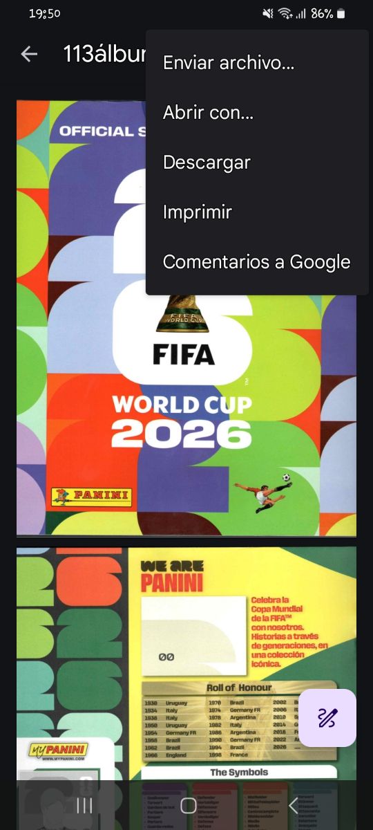 Álbum oficial del mundial 26 panini  /formato pdf