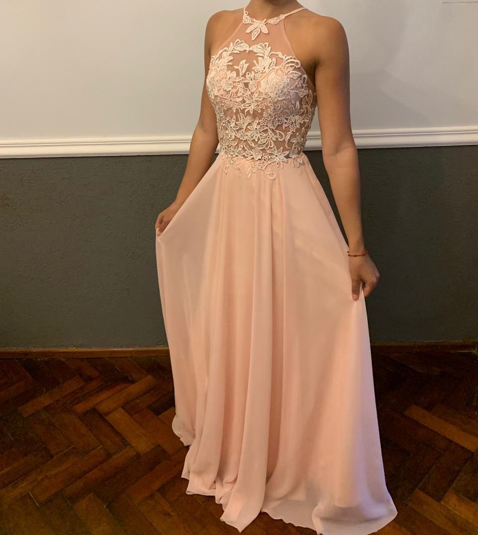 Vestido de 15/graduación largo rosa claro (1 solo uso,impecable)