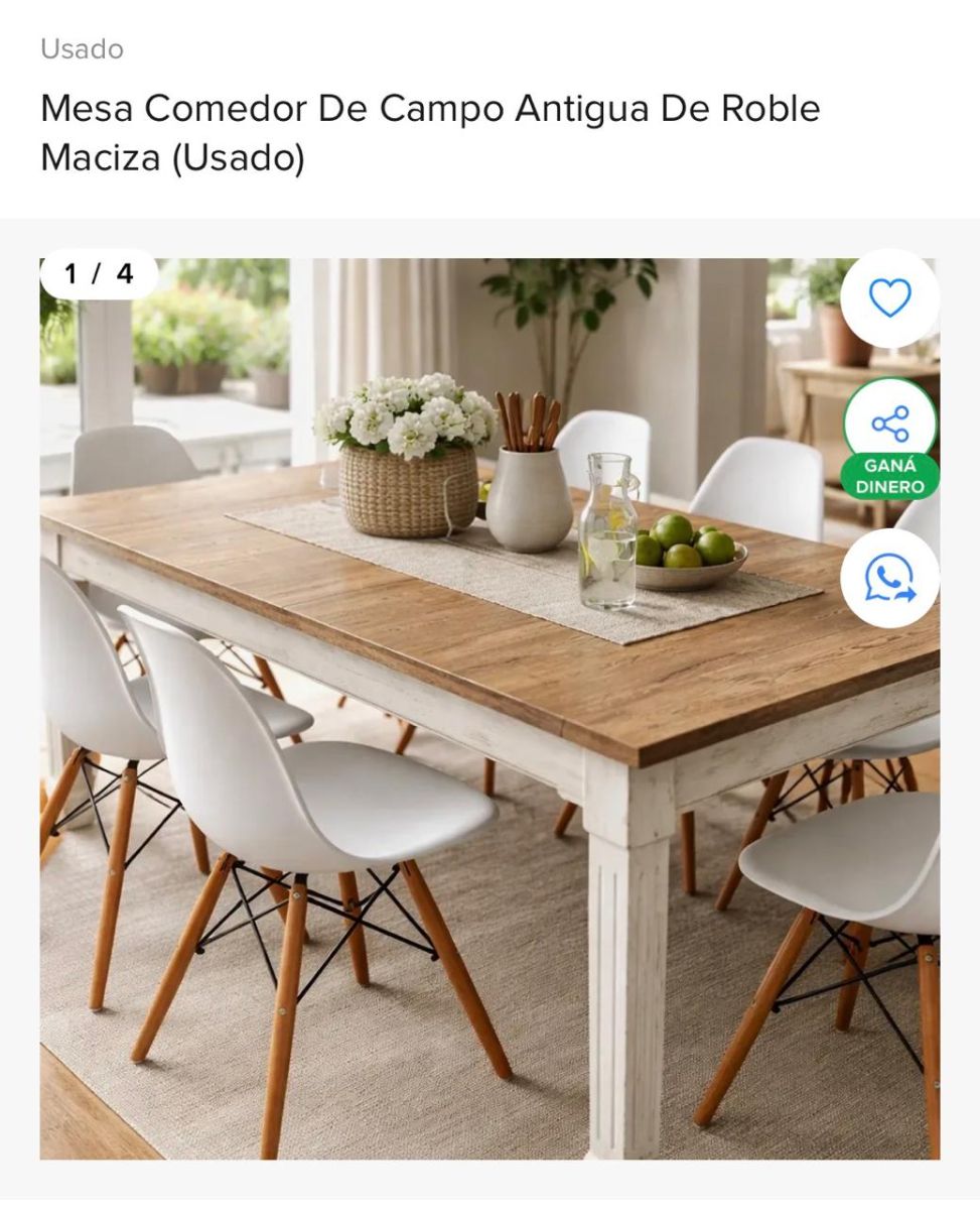 MESA DE COMEDOR ANTIGUA DE ROBLE MACIZA