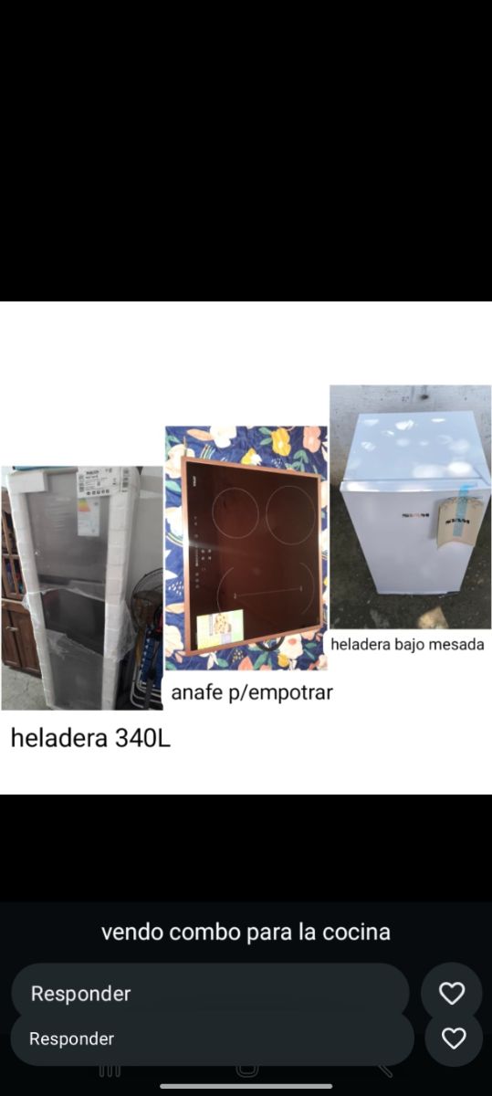 COMBO COCINA (heladera 340L, mini heladera, anafe vitrocerámico) negociable