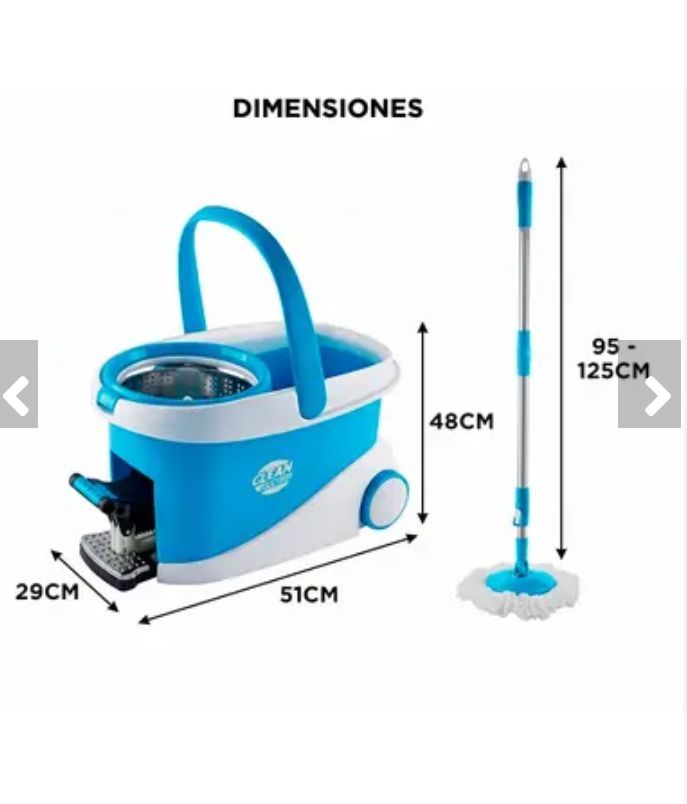 Mopa centrífuga 360* Gadnic" Clean Dream"  con balde escurridor con rueditas  y mango regulable