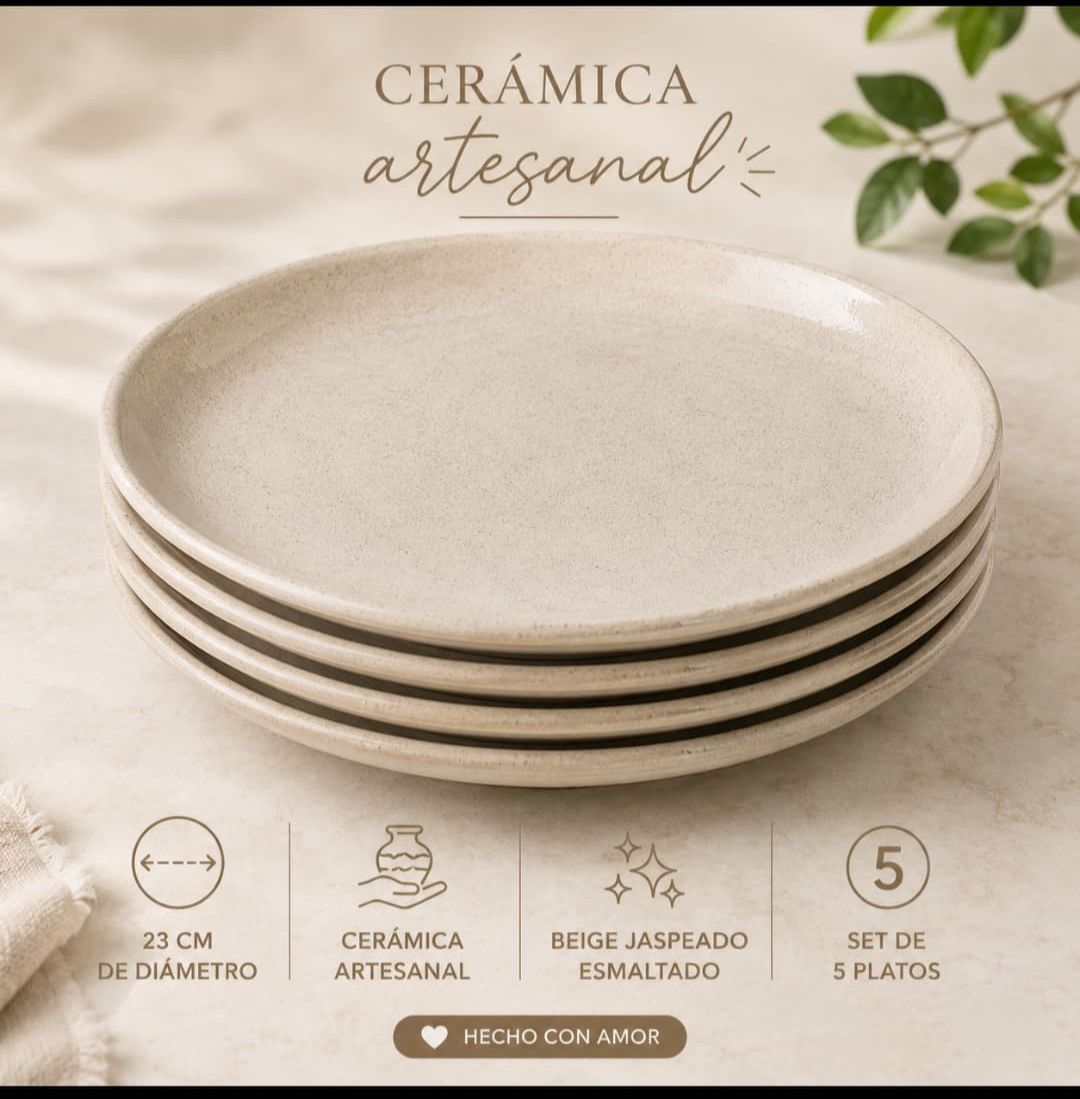 5 Platos de Cerámica Artesanal