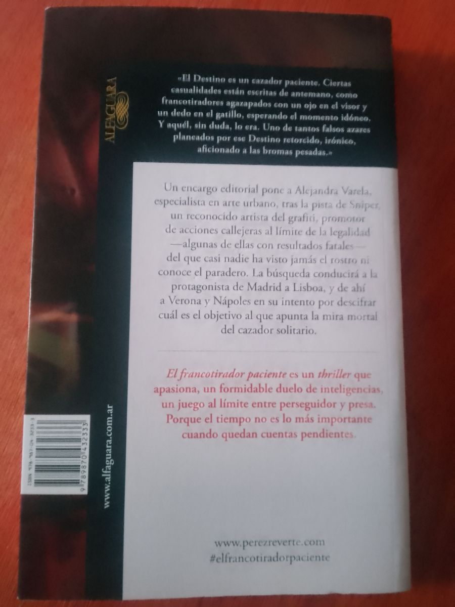 Venta Novela EL FRANCOTIRADOR PACIENTE de Arturo Perez-Reverte