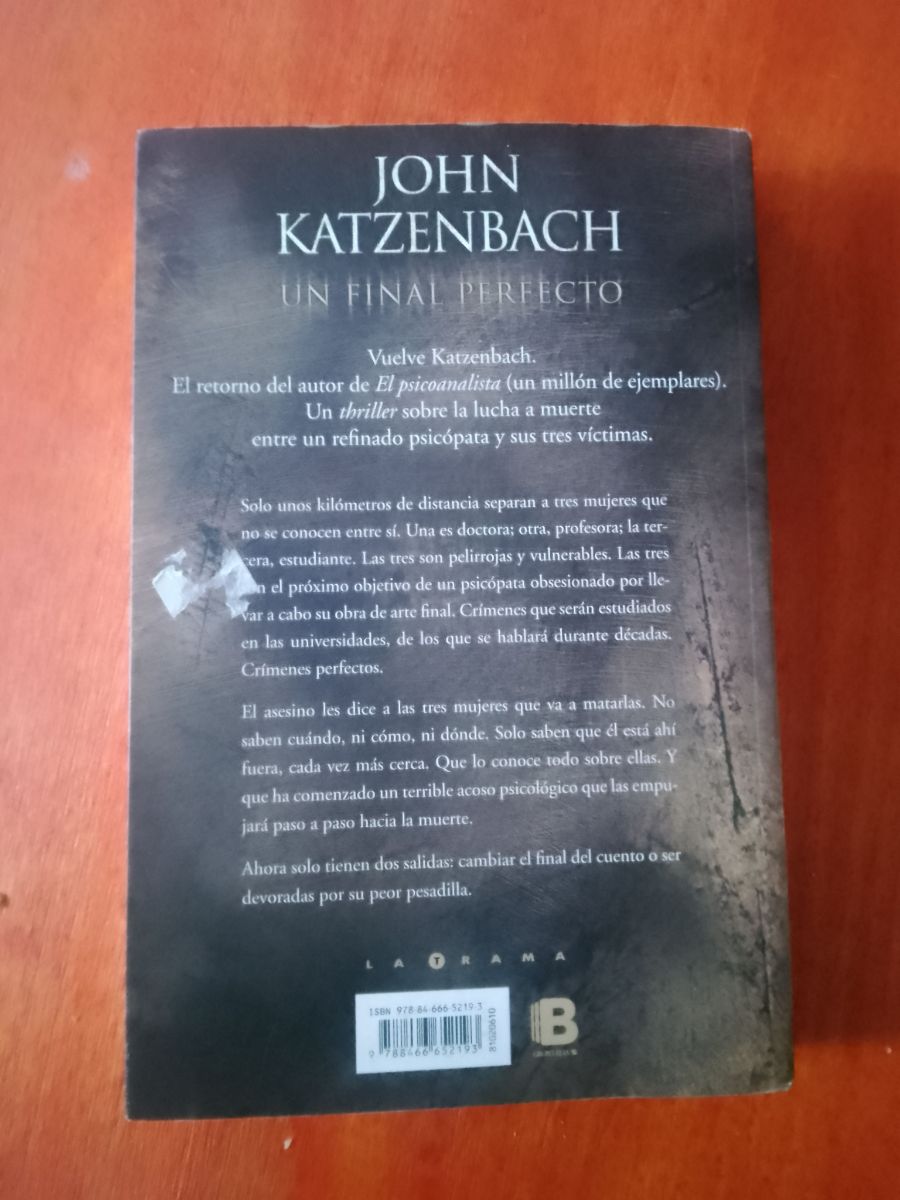 Venta libro. UN FINAL PERFECTO de John Katzenbach de características psicológicas .