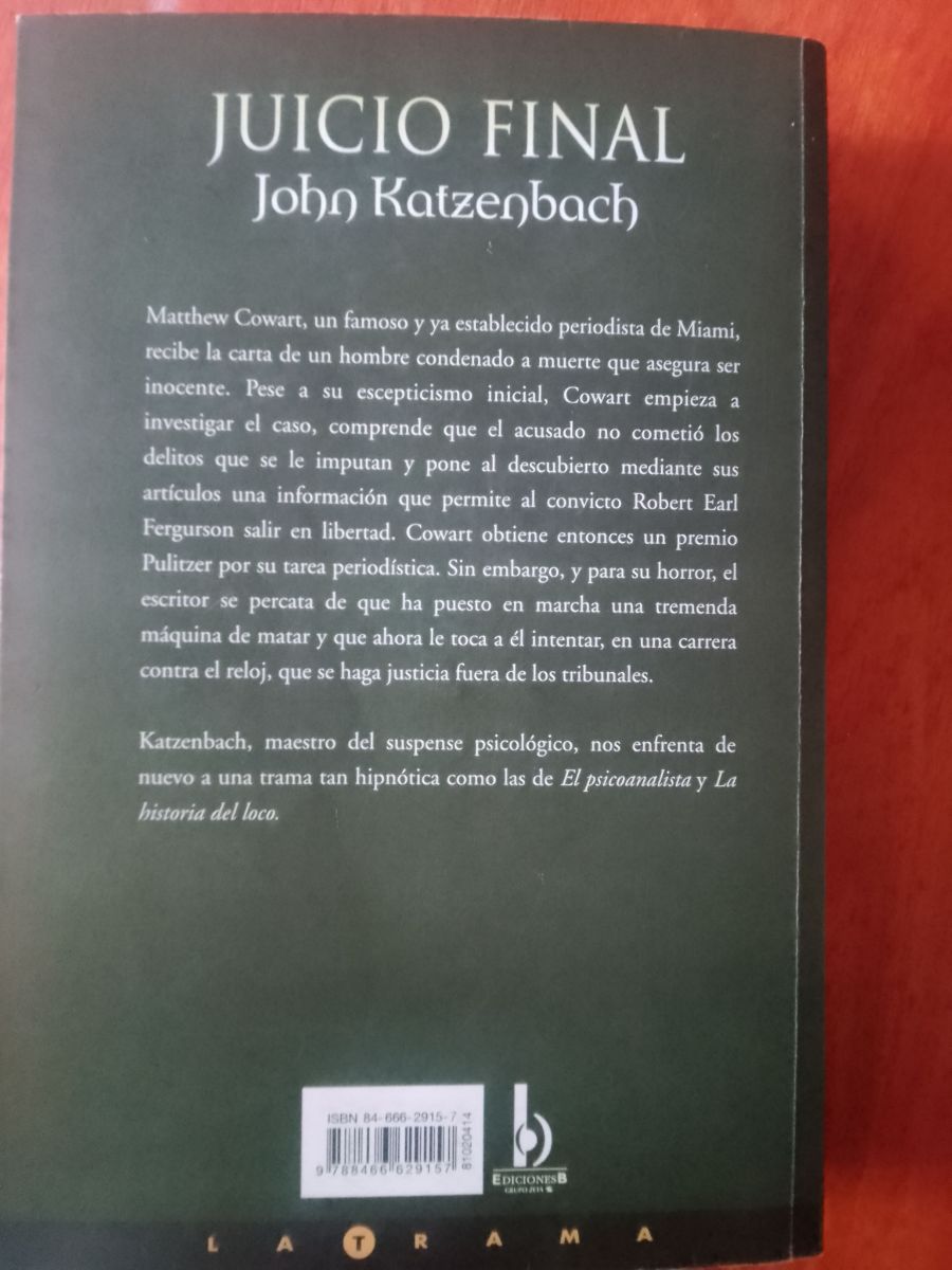 Venta libro usado novela JUICIO FINAL de John Katzenbach
