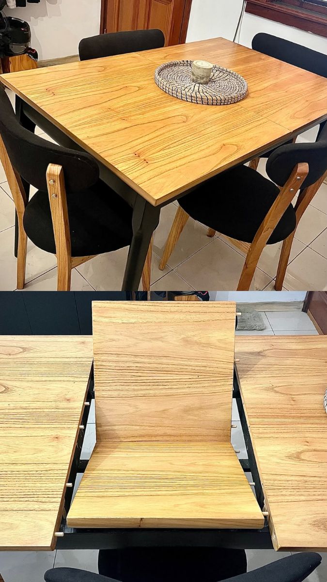 Juego de comedor (Mesa y sillas) en paraíso combinado con negro (mesa extensible + 6 sillas)