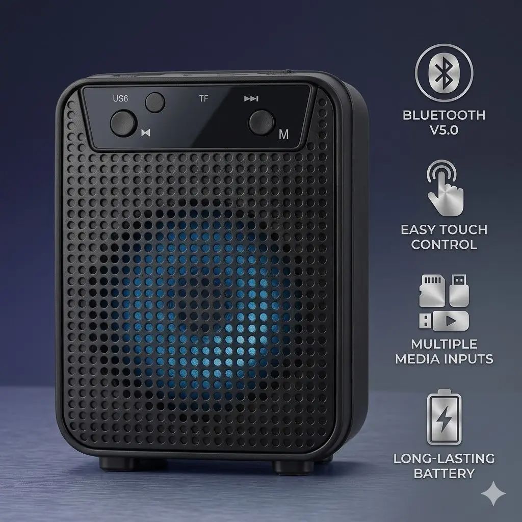 🔥 Parlante Bluetooth Portátil GTS-1345 3" Con Luces LED Radio FM