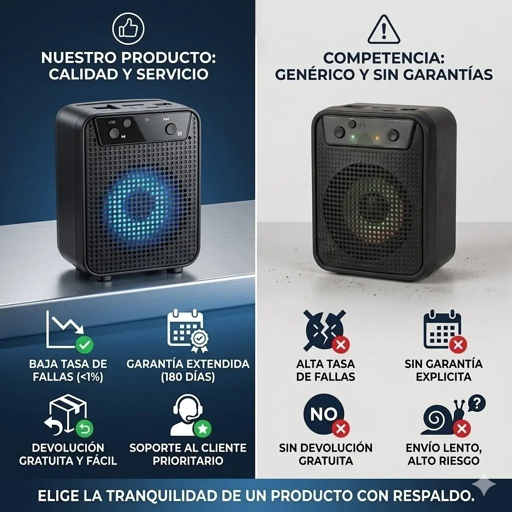 🔥 Parlante Bluetooth Portátil GTS-1345 3" Con Luces LED Radio FM
