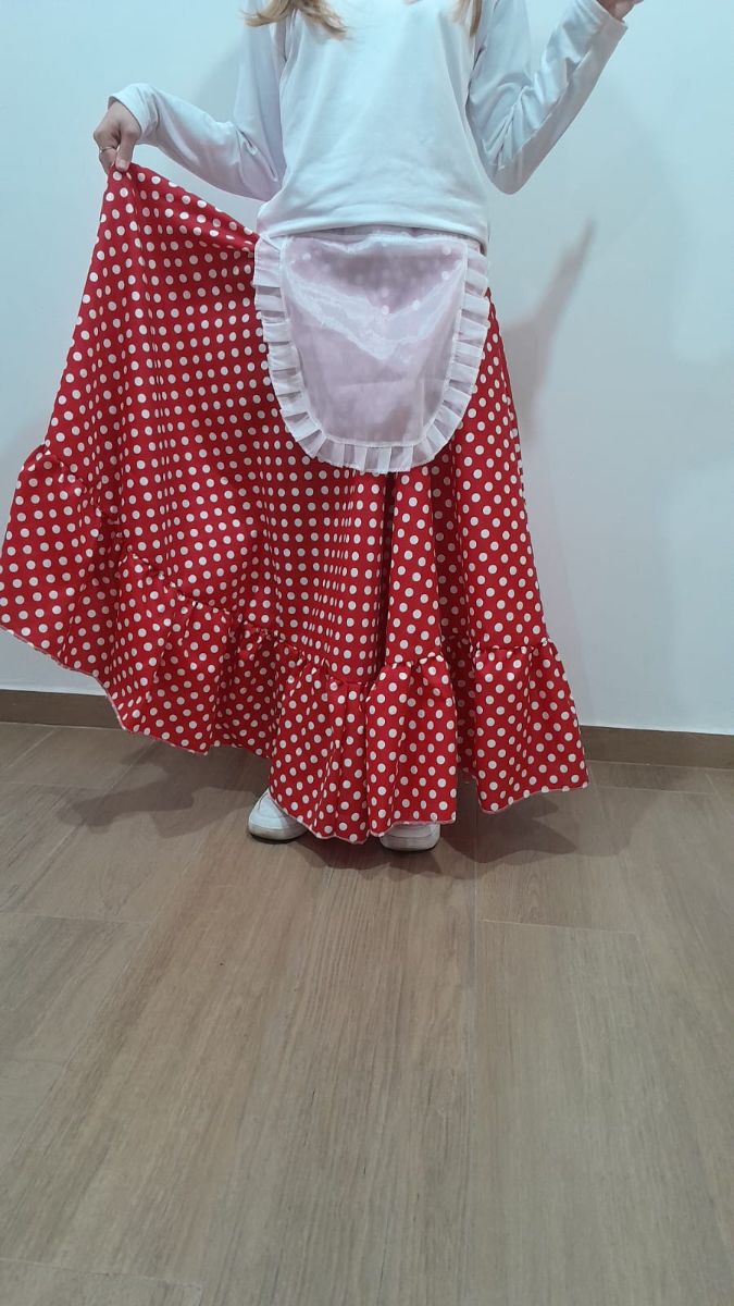DISFRAZ DE CANDOMBERA POLLERA + DELANTAL + PAÑUELO